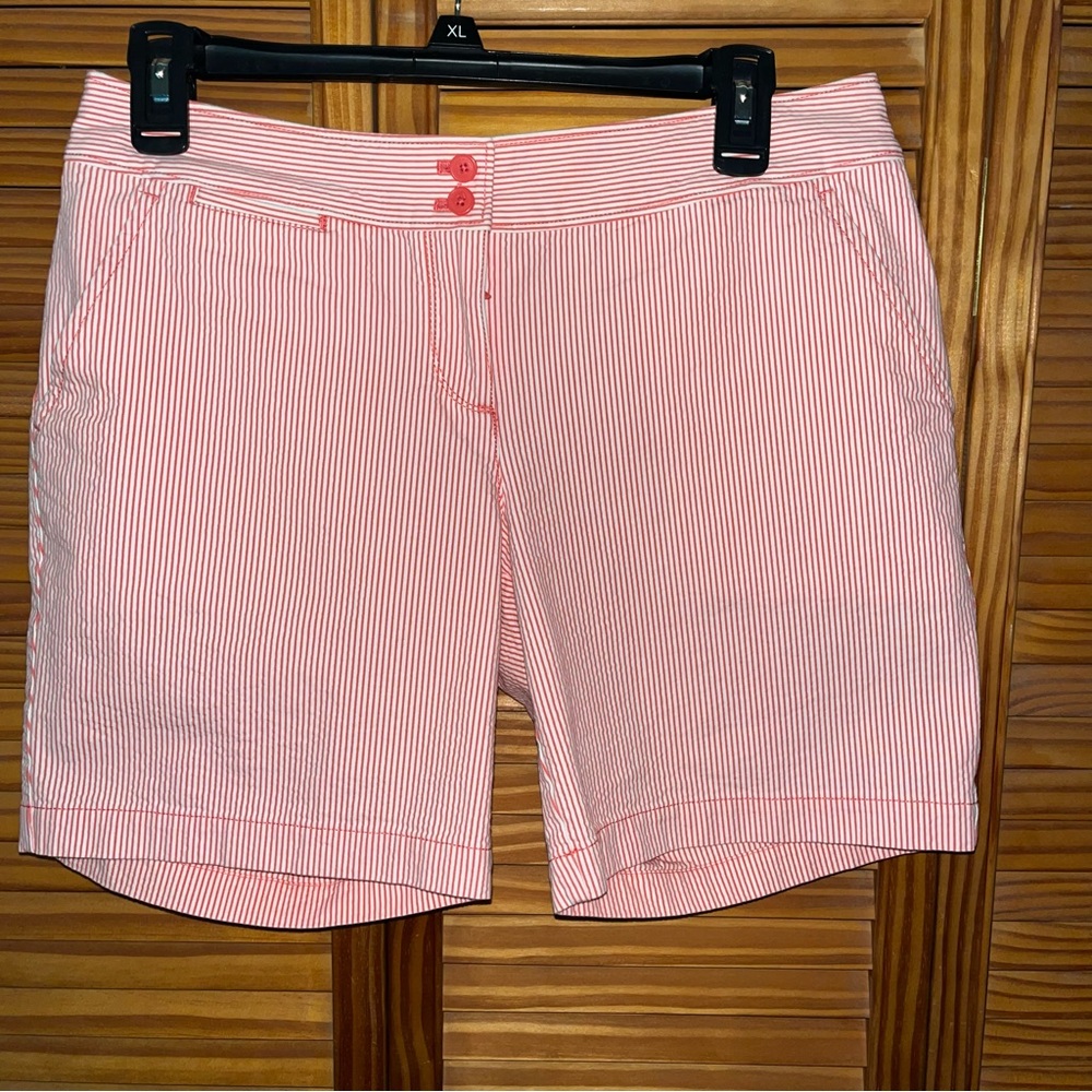 Tommy Bahama Red and White‎ Striped Cotton Blend Shorts Size 4